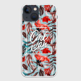 Чехол для iPhone 13 mini с принтом Girl Can в Екатеринбурге,  |  | girl | woman | девушкам | девушки | листья | подарок | тропические цветы | фламинго | цветы
