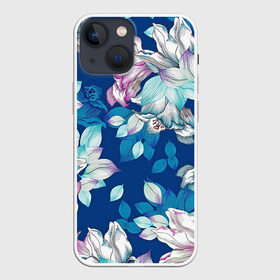 Чехол для iPhone 13 mini с принтом Нежные цветы в Екатеринбурге,  |  | girl | woman | девушкам | девушки | листья | подарок | тропические цветы | цветы