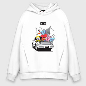 Мужское худи Oversize хлопок с принтом BT21 в Екатеринбурге, френч-терри — 70% хлопок, 30% полиэстер. Мягкий теплый начес внутри —100% хлопок | боковые карманы, эластичные манжеты и нижняя кромка, капюшон на магнитной кнопке | bt21 | bts | k pop | бт21 | бтс | бтс 2020 | группа бтс | к поп | кей поп | кейпоп