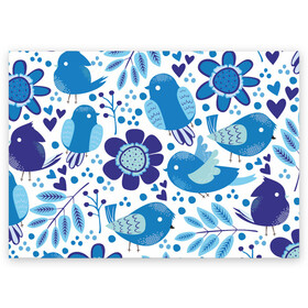 Поздравительная открытка с принтом Воробушки в Екатеринбурге, 100% бумага | плотность бумаги 280 г/м2, матовая, на обратной стороне линовка и место для марки
 | bird | forest | russia | winter | воробей | гжель | голубь | зима | лес | настроение | птица | птицы | россия | синий | синичка | хобби | хохлома | цвет | цветы