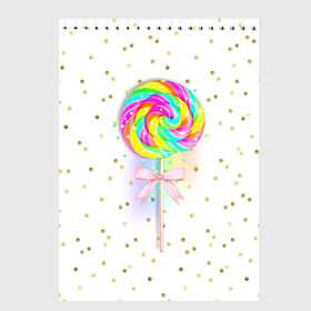 Скетчбук с принтом Леденец в Екатеринбурге, 100% бумага
 | 48 листов, плотность листов — 100 г/м2, плотность картонной обложки — 250 г/м2. Листы скреплены сверху удобной пружинной спиралью | бант | десерт | конфеты | леденец | розовый | сахар | сладкий | сладости