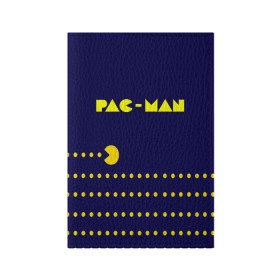 Обложка для паспорта матовая кожа с принтом PAC-MAN в Екатеринбурге, натуральная матовая кожа | размер 19,3 х 13,7 см; прозрачные пластиковые крепления | 1980 | game | ghostbusters | pac man | игра | монстры | охотники за привидениями | пэкмен | уровень | ход