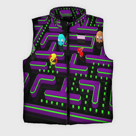 Мужской жилет утепленный 3D с принтом PAC MAN 3D в Екатеринбурге,  |  | 1980 | game | ghostbusters | pac man | игра | монстры | охотники за привидениями | пэкмен | уровень | ход