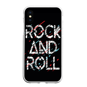 Чехол для iPhone XS Max матовый с принтом Rock And Roll в Екатеринбурге, Силикон | Область печати: задняя сторона чехла, без боковых панелей | модный | музыка | надписи | надпись | песня | рок н ролл | символы | сообщение | танец | текст | фраза | цитаты | черный