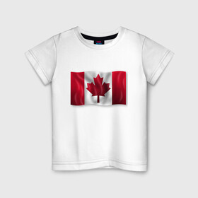 Детская футболка хлопок с принтом Канада в Екатеринбурге, 100% хлопок | круглый вырез горловины, полуприлегающий силуэт, длина до линии бедер | 3d | 3д | canada | государственный | государство | канада | канадец | канадский | канадцы | клён | лист | листья | объёмный | страна | страны | туристические | туристический | флаг | флаги | флажки | флажок