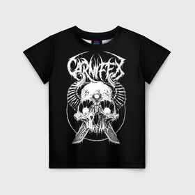 Детская футболка 3D с принтом Carnifex в Екатеринбурге, 100% гипоаллергенный полиэфир | прямой крой, круглый вырез горловины, длина до линии бедер, чуть спущенное плечо, ткань немного тянется | behemoth | black | blackmetal | burzum | carnifex | punk | rock | suicide silence