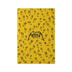 Обложка для паспорта матовая кожа с принтом Пошлая Молли Смайлики в Екатеринбурге, натуральная матовая кожа | размер 19,3 х 13,7 см; прозрачные пластиковые крепления | Тематика изображения на принте: pop | punk | rock | желтый | лого | панк | паттерн | поп | рок | смайл | смайлик