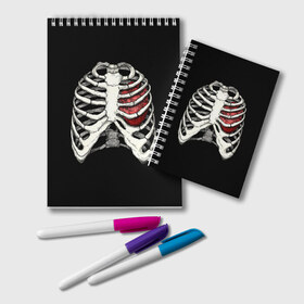 Блокнот с принтом My Heart в Екатеринбурге, 100% бумага | 48 листов, плотность листов — 60 г/м2, плотность картонной обложки — 250 г/м2. Листы скреплены удобной пружинной спиралью. Цвет линий — светло-серый
 | bone | bones | chest | heart | hearts | love | organ | organs | ribs | skeleton | x ray | грудная клетка | кости | кость | орган | органы | ребра | рентген | сердца | сердце | скелет