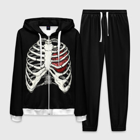 Мужской костюм 3D с принтом My Heart в Екатеринбурге, 100% полиэстер | Манжеты и пояс оформлены тканевой резинкой, двухслойный капюшон со шнурком для регулировки, карманы спереди | bone | bones | chest | heart | hearts | love | organ | organs | ribs | skeleton | x ray | грудная клетка | кости | кость | орган | органы | ребра | рентген | сердца | сердце | скелет