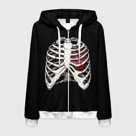 Мужская толстовка 3D на молнии с принтом My Heart в Екатеринбурге, 100% полиэстер | длина до линии бедра, манжеты и пояс оформлены мягкой тканевой резинкой, двухслойный капюшон со шнурком для регулировки, спереди молния, по бокам два кармана | bone | bones | chest | heart | hearts | love | organ | organs | ribs | skeleton | x ray | грудная клетка | кости | кость | орган | органы | ребра | рентген | сердца | сердце | скелет