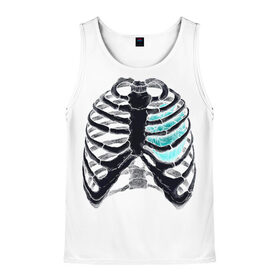 Мужская майка 3D с принтом X-Ray в Екатеринбурге, 100% полиэстер | круглая горловина, приталенный силуэт, длина до линии бедра. Пройма и горловина окантованы тонкой бейкой | Тематика изображения на принте: bone | bones | chest | heart | hearts | love | organ | organs | ribs | skeleton | x ray | грудная клетка | кости | кость | орган | органы | ребра | рентген | сердца | сердце | скелет