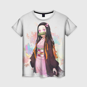 Женская футболка 3D с принтом KIMETSU NO YAIBA в Екатеринбурге, 100% полиэфир ( синтетическое хлопкоподобное полотно) | прямой крой, круглый вырез горловины, длина до линии бедер | demon slayer | kimetsu no yaiba | nezuko | shinobu | slayer | tanjiro | zenitsu | гию томиока | зенитцу | иноске хашибира | клинок рассекающий демонов | незуко | танджиро | шинобу кочо