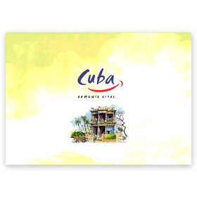 Поздравительная открытка с принтом Куба в Екатеринбурге, 100% бумага | плотность бумаги 280 г/м2, матовая, на обратной стороне линовка и место для марки
 | cuba | карибы | куба | лето | пальмы | путешествия | солнце | туризм