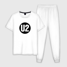Мужская пижама хлопок с принтом U2 в Екатеринбурге, 100% хлопок | брюки и футболка прямого кроя, без карманов, на брюках мягкая резинка на поясе и по низу штанин
 | david hewson | u2 | адам клейтон | альтернативный рок | боно эдж | дэнс рок | ларри маллен | постпанк | рок | софт рок | ю ту