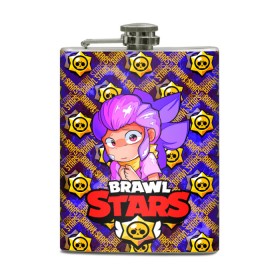 Фляга с принтом SHELLY BRAWL STARS в Екатеринбурге, металлический корпус | емкость 0,22 л, размер 125 х 94 мм. Виниловая наклейка запечатывается полностью | brawl | brawl stars | brawl stars spike | brawl stars спайк | shelly | stars | бравл | бравл старс | бравл старс спайк | бравл старс шел | игры | лого | лого brawl stars | лого бравл старс | логотип | логотип brawl stars | логотип бравл ст