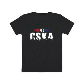 Детская футболка хлопок с принтом PFC CSKA в Екатеринбурге, 100% хлопок | круглый вырез горловины, полуприлегающий силуэт, длина до линии бедер | cska | pfc | москва | пфк | пфк цска | рпл | рфпл | фк | футбол | цска | цска москва