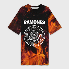 Платье-футболка 3D с принтом Ramones в Екатеринбурге,  |  | Тематика изображения на принте: music | ramones | rock | музыка | рамонез | рамонес | рамонс | рок