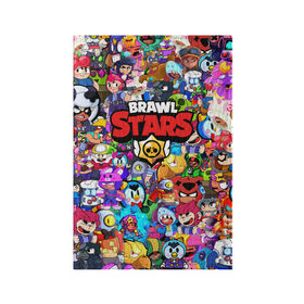 Обложка для паспорта матовая кожа с принтом BRAWL STARS в Екатеринбурге, натуральная матовая кожа | размер 19,3 х 13,7 см; прозрачные пластиковые крепления | bibi | brawl stars | brock | bull | crow | dinomike | el primo | leon | mobile game | nita | poko | ricochet | sandy | shall | stars | tara | бравл старс | ворон | леон | мобильные игры