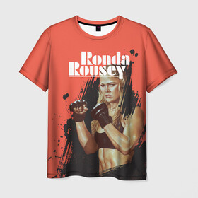 Мужская футболка 3D с принтом Ronda Rousey в Екатеринбурге, 100% полиэфир | прямой крой, круглый вырез горловины, длина до линии бедер | mma | ronda rousey | rowdy | ufc | мма | ронда роузи