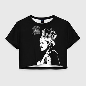 Женская футболка Crop-top 3D с принтом Queen в Екатеринбурге, 100% полиэстер | круглая горловина, длина футболки до линии талии, рукава с отворотами | freddie mercury | paul | queen | quen | богемская рапсодия | брайан мэй | глэм | группа | джон дикон | квин | королева | куин | меркури | меркьюри | музыкант | мэркури | певец | песня | поп | роджер тейлор | рок