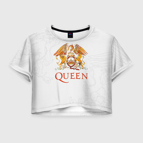 Женская футболка Crop-top 3D с принтом Queen в Екатеринбурге, 100% полиэстер | круглая горловина, длина футболки до линии талии, рукава с отворотами | freddie mercury | paul | queen | quen | богемская рапсодия | брайан мэй | глэм | группа | джон дикон | квин | королева | куин | меркури | меркьюри | музыкант | мэркури | певец | песня | поп | роджер тейлор | рок