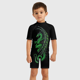 Детский купальный костюм 3D с принтом Green Dragon в Екатеринбурге, Полиэстер 85%, Спандекс 15% | застежка на молнии на спине | beast | dinosaur | dragon | fire | hunter | ice | monster | predator | reptile | динозавр | дракон | зверь | лед | ледяной | монстр | огненный | огонь | охотник | хищник
