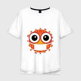 Мужская футболка хлопок Oversize с принтом Коронавирус в Екатеринбурге, 100% хлопок | свободный крой, круглый ворот, “спинка” длиннее передней части | corona | coronavirus | болезнь | вирус | глаза | картинка | маска | мульт | пандемия | эпидемия