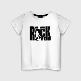 Детская футболка хлопок с принтом QUEEN в Екатеринбурге, 100% хлопок | круглый вырез горловины, полуприлегающий силуэт, длина до линии бедер | queen | rock | we will rock you | брайан мэи | группа queen | группа квин | джон дикон | квин | королева | король | роджер тейлор | рок | фредди меркьюри