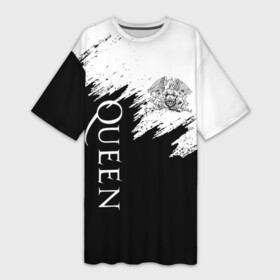 Платье-футболка 3D с принтом QUEEN в Екатеринбурге,  |  | Тематика изображения на принте: queen | rock | we will rock you | брайан мэи | группа queen | группа квин | джон дикон | квин | королева | король | роджер тейлор | рок | фредди меркьюри
