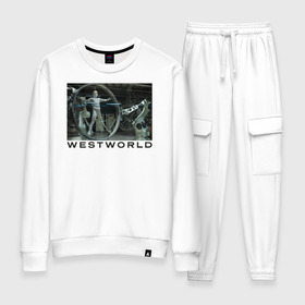 Женский костюм хлопок с принтом Westworld в Екатеринбурге, 100% хлопок | на свитшоте круглая горловина, мягкая резинка по низу. Брюки заужены к низу, на них два вида карманов: два 