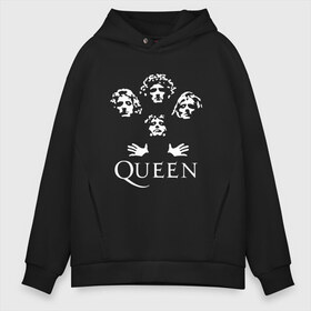 Мужское худи Oversize хлопок с принтом QUEEN (НА СПИНЕ) в Екатеринбурге, френч-терри — 70% хлопок, 30% полиэстер. Мягкий теплый начес внутри —100% хлопок | боковые карманы, эластичные манжеты и нижняя кромка, капюшон на магнитной кнопке | Тематика изображения на принте: queen | rock | we will rock you | брайан мэи | группа queen | группа квин | джон дикон | квин | королева | король | роджер тейлор | рок | фредди меркьюри