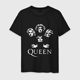 Мужская футболка хлопок с принтом QUEEN (НА СПИНЕ) в Екатеринбурге, 100% хлопок | прямой крой, круглый вырез горловины, длина до линии бедер, слегка спущенное плечо. | queen | rock | we will rock you | брайан мэи | группа queen | группа квин | джон дикон | квин | королева | король | роджер тейлор | рок | фредди меркьюри