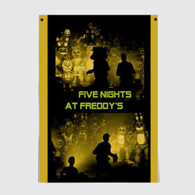 Постер с принтом Five Nights at Freddys в Екатеринбурге, 100% бумага
 | бумага, плотность 150 мг. Матовая, но за счет высокого коэффициента гладкости имеет небольшой блеск и дает на свету блики, но в отличии от глянцевой бумаги не покрыта лаком | five | freddys | horror | nights | point and click | survival | игра | ночей | пять | фредди