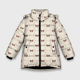 Зимняя куртка для девочек 3D с принтом Westworld Logo Pattern в Екатеринбурге, ткань верха — 100% полиэстер; подклад — 100% полиэстер, утеплитель — 100% полиэстер. | длина ниже бедра, удлиненная спинка, воротник стойка и отстегивающийся капюшон. Есть боковые карманы с листочкой на кнопках, утяжки по низу изделия и внутренний карман на молнии. 

Предусмотрены светоотражающий принт на спинке, радужный светоотражающий элемент на пуллере молнии и на резинке для утяжки. | vdosadir | westworld | джонатан нолан | западный мир | лиза джой | мир дикого запада