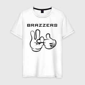 Мужская футболка хлопок с принтом Brazzers в Екатеринбурге, 100% хлопок | прямой крой, круглый вырез горловины, длина до линии бедер, слегка спущенное плечо. | brazzers | анани | бразерс | браззерс | братья | звезда | надпись | прикол | проно хуб | сайт | 