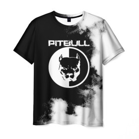 Мужская футболка 3D с принтом Pitbull в Екатеринбурге, 100% полиэфир | прямой крой, круглый вырез горловины, длина до линии бедер | american | pit bull | pitbul | pitbull | syndicate | te | агрессия | американский | апбт | башка | бошка | взгляд | голова | животное | зверь | злой | надпись | пит буль | питбул | питбуль | питбультерьер | псина | собака
