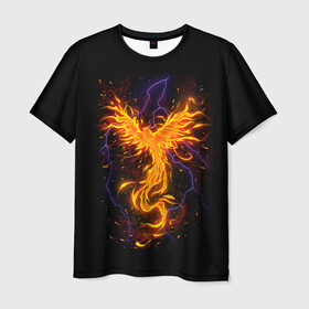 Мужская футболка 3D с принтом Phoenix в Екатеринбурге, 100% полиэфир | прямой крой, круглый вырез горловины, длина до линии бедер | beast | bird | creature | fire | flame | myth | mythical | phoenix | space | зверь | космос | миф | мифические | мифическое | огонь | пламя | птица | существо | феникс