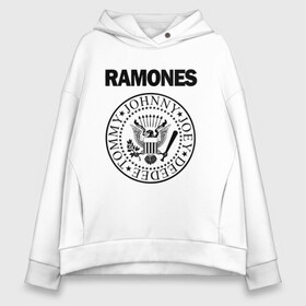 Женское худи Oversize хлопок с принтом RAMONES в Екатеринбурге, френч-терри — 70% хлопок, 30% полиэстер. Мягкий теплый начес внутри —100% хлопок | боковые карманы, эластичные манжеты и нижняя кромка, капюшон на магнитной кнопке | america | ramones | rock | usa | америка | джонни рамон | джоуи рамон | ди ди рамон | клем бурк | кристофер уорд | марки рамон | рамоунз | ричи рамон | рок | сша | томми рамон