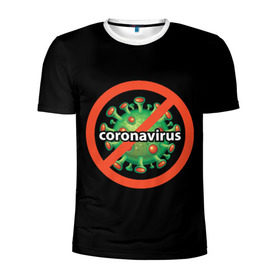 Мужская футболка 3D спортивная с принтом Стоп Коронавирус в Екатеринбурге, 100% полиэстер с улучшенными характеристиками | приталенный силуэт, круглая горловина, широкие плечи, сужается к линии бедра | coronavirus | covid 19 | арт | болезни | вирус | грипп | коронавирус | надписи | эпидемия