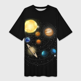 Платье-футболка 3D с принтом Солнечная Система в Екатеринбурге,  |  | Тематика изображения на принте: earth | mars | nasa | planet | planets | space | star | stars | sun | system | венера | звезды | земля | космос | марс | меркурий | планета | планеты | сатурн | система | солнце | уран | юпитер
