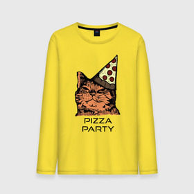 Мужской лонгслив хлопок с принтом PIZZA PARTY в Екатеринбурге, 100% хлопок |  | party | pizza | pizza party | time | арт | веселье | время | для детей | животные | картинка | кот | котик | котики | пицца | пиццы | рисунок | рыжий кот