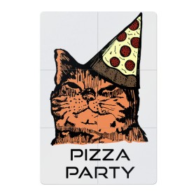Магнитный плакат 2Х3 с принтом PIZZA PARTY в Екатеринбурге, Полимерный материал с магнитным слоем | 6 деталей размером 9*9 см | party | pizza | pizza party | time | арт | веселье | время | для детей | животные | картинка | кот | котик | котики | пицца | пиццы | рисунок | рыжий кот