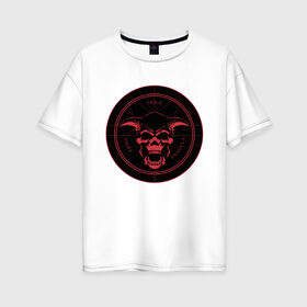 Женская футболка хлопок Oversize с принтом DOOM в Екатеринбурге, 100% хлопок | свободный крой, круглый ворот, спущенный рукав, длина до линии бедер
 | doom | doom eternal | дум