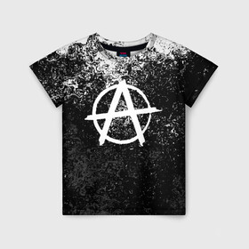 Детская футболка 3D с принтом АНАРХИЯ в Екатеринбурге, 100% гипоаллергенный полиэфир | прямой крой, круглый вырез горловины, длина до линии бедер, чуть спущенное плечо, ткань немного тянется | anarchy | анархия | анархо коммунизм | граффити | символ | стена | череп