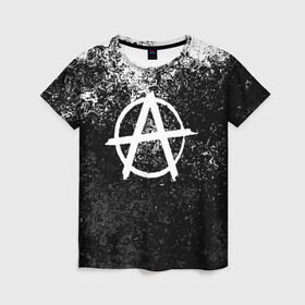 Женская футболка 3D с принтом АНАРХИЯ в Екатеринбурге, 100% полиэфир ( синтетическое хлопкоподобное полотно) | прямой крой, круглый вырез горловины, длина до линии бедер | anarchy | анархия | анархо коммунизм | граффити | символ | стена | череп