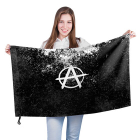 Флаг 3D с принтом АНАРХИЯ в Екатеринбурге, 100% полиэстер | плотность ткани — 95 г/м2, размер — 67 х 109 см. Принт наносится с одной стороны | anarchy | анархия | анархо коммунизм | граффити | символ | стена | череп