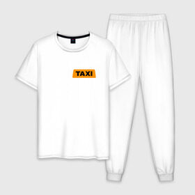 Мужская пижама хлопок с принтом FAKE TAXI в Екатеринбурге, 100% хлопок | брюки и футболка прямого кроя, без карманов, на брюках мягкая резинка на поясе и по низу штанин
 | brand | brazzers | fake taxi | faketaxi | hub | mode | playboy | бразерс | бренд | мода | фейк такси