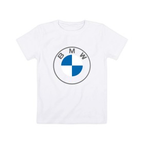Детская футболка хлопок с принтом BMW LOGO 2020 в Екатеринбурге, 100% хлопок | круглый вырез горловины, полуприлегающий силуэт, длина до линии бедер | bmw | bmw motorsport | bmw performance | carbon | m | motorsport | performance | sport | бмв | карбон | моторспорт | спорт