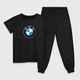 Детская пижама хлопок с принтом BMW LOGO 2020 в Екатеринбурге, 100% хлопок |  брюки и футболка прямого кроя, без карманов, на брюках мягкая резинка на поясе и по низу штанин
 | Тематика изображения на принте: bmw | bmw motorsport | bmw performance | carbon | m | motorsport | performance | sport | бмв | карбон | моторспорт | спорт