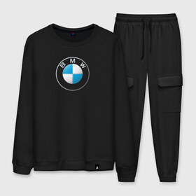 Мужской костюм хлопок с принтом BMW LOGO 2020 в Екатеринбурге, 100% хлопок | на свитшоте круглая горловина, мягкая резинка по низу. Брюки заужены к низу, на них два вида карманов: два “обычных” по бокам и два объемных, с клапанами, расположенные ниже линии бедра. Брюки с мягкой трикотажной резинкой на поясе и по низу штанин. В поясе для дополнительного комфорта — широкие завязки | bmw | bmw motorsport | bmw performance | carbon | m | motorsport | performance | sport | бмв | карбон | моторспорт | спорт